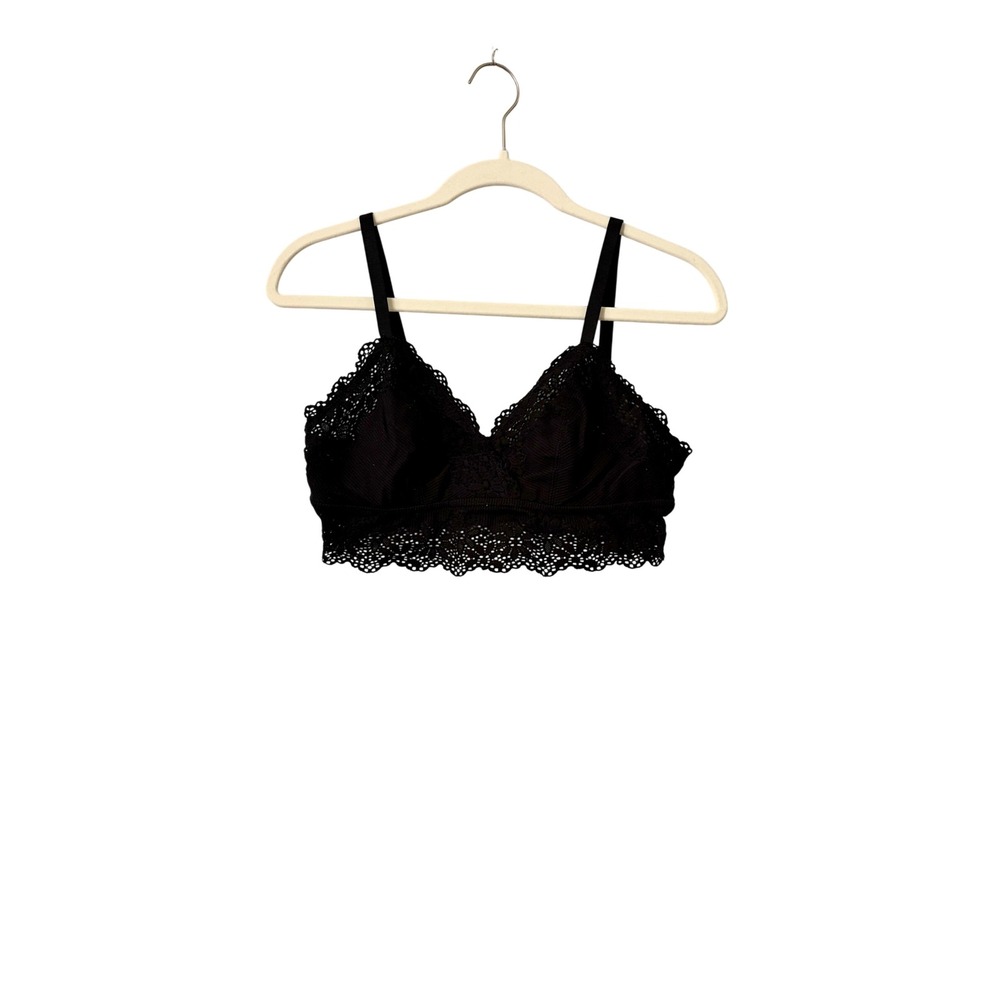 Aerie Black‎ Floral Lace Bralette Adjustable Straps Size Large L/G